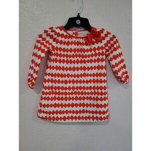 Gymboree Girls 2T Red White Harlequin Diamond Bow Long Sleeve Cotton Dress #10